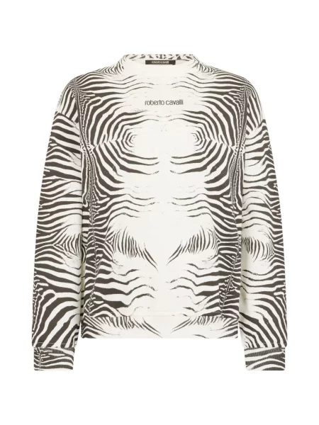 Pulover Roberto Cavalli cu imagine cu model zebră alb