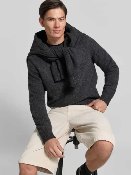 Sweter z wełny z prążkowanymi ściągaczami Annarr
