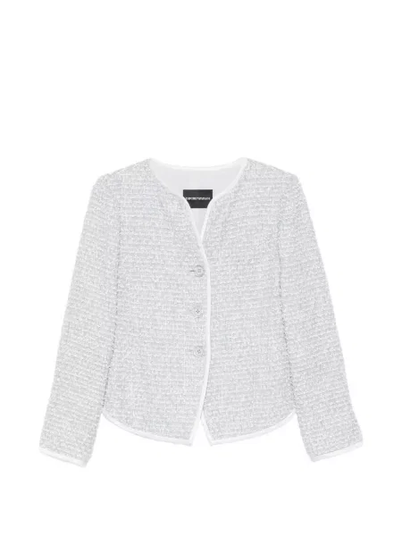 Kurtka Emporio Armani z dekoltem w serek tweedowa szara