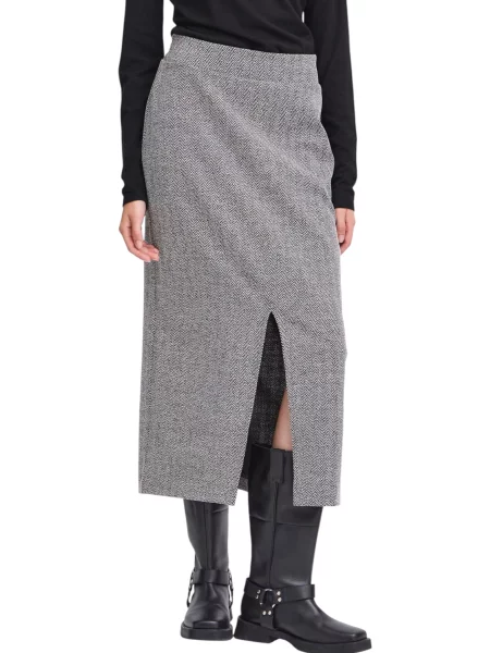 Fustă midi Ichi până la genunchi negru