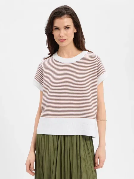 T-shirt z czystej bawełny w imitacja dzianiny model Kipe' Joop! brązowa