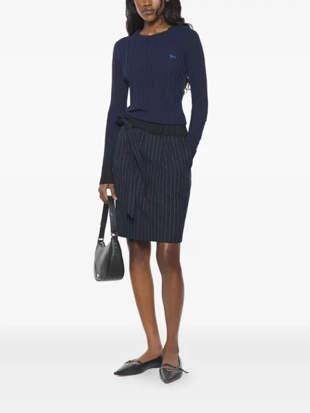 Pulover Maison Kitsune lung albastru
