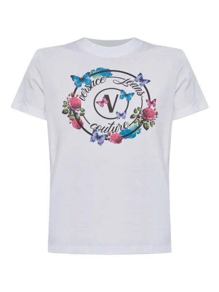 Tricou Versace Jeans Couture cu model floral cu imagine alb