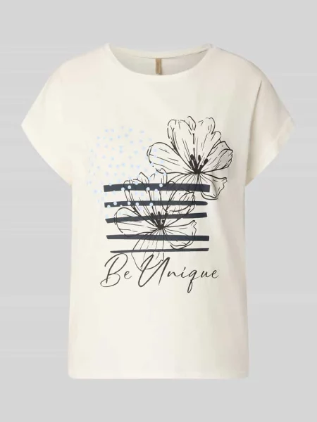 T-shirt z przyszytą zakładką na rękawach model RINA' Soyaconcept