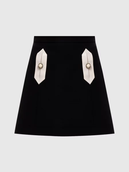 Спідниця міні з вовни та шовку Valentino чорна