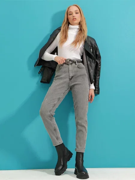 Trend Alacati Stili Завужені джинси Темно-сірий сірий