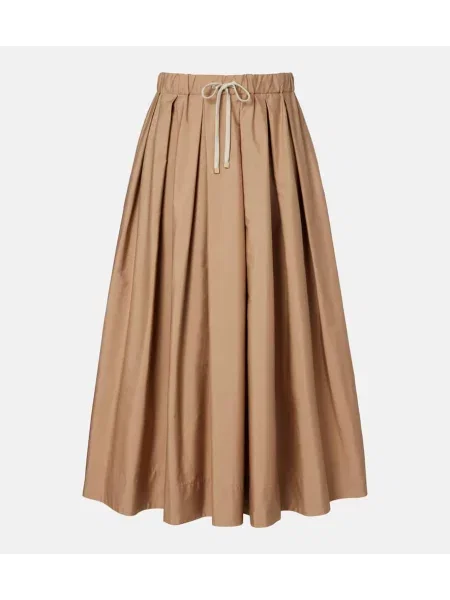Fusta plisata 's Max Mara plisată până la genunchi din poplin bej