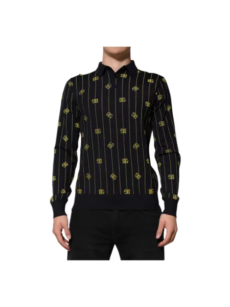 Koszulka polo Dolce And Gabbana wełniana czarna