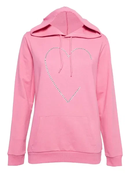 Stras hanorac cu glugă Love Moschino cu motiv cu inimi roz