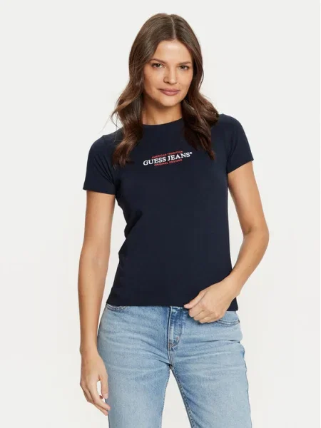 Тениска Guess Jeans тъмносиньо