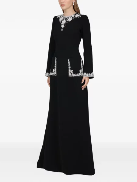 Rochie maxi Dina Melwani lungă de costum negru