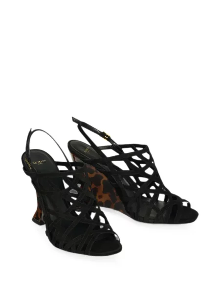 Sandale Balmain din piele de căprioară cu pană negru