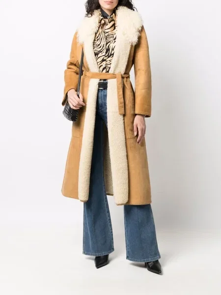 Kožený pás kabát Hermès Pre-owned hnědý