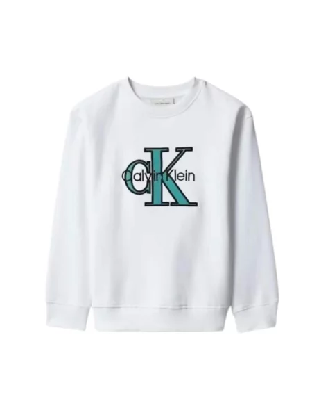 Calvin Klein Kids Mikina CALVIN KLEIN JEANS kids TERRY MONOLOGO CN FELPA' bílá