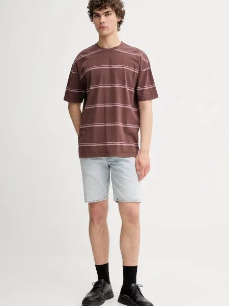 Samsoe Samsoe t-shirt SAHAKEEM wzorzysty brązowy