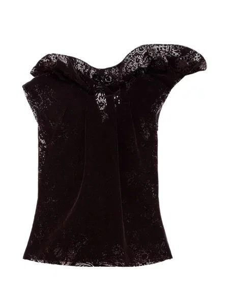 Top Msgm cu volane din dantelă negru