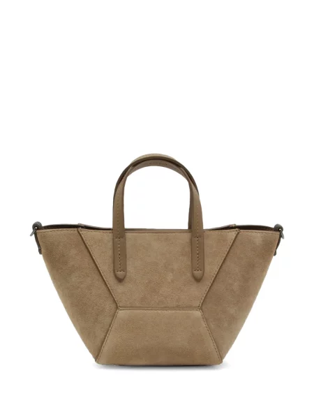 Τσάντα shopper Brunello Cucinelli σουέτ καφέ