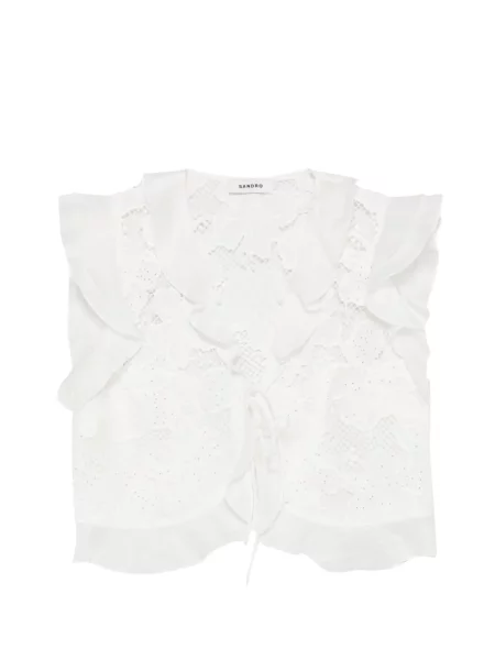 Bluză Sandro cu volane alb