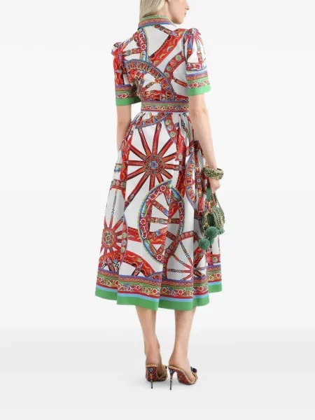 Rochie tip cămașă Dolce & Gabbana cu imagine din poplin alb
