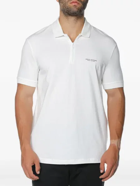 Tricou polo Armani Exchange cu imagine alb