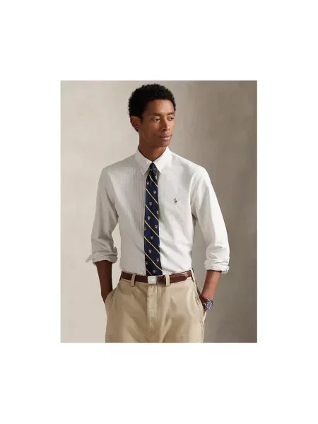 Polo Ralph Lauren koszula casualowa Custom Fit Mężczyźni Slim Fit beżowy|biały w paski L beżowa