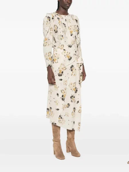 Fustă Isabel Marant cu model floral cu imagine asimetrică