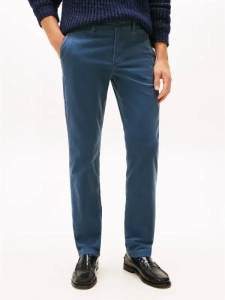 Tommy Hilfiger De catifea reiată pantaloni chino DENTON | Straight fit albastru