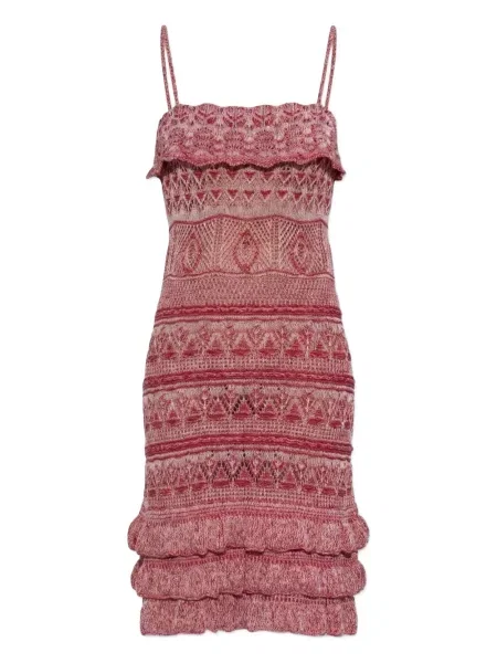 Sukienka mini Etro z falbankami garniturowa na ramiączkach czerwona