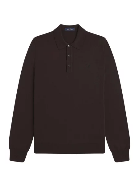 Pletená klasická košeľa Fred Perry hnedá