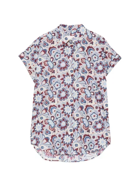 Koszula Xacus w kwiatki z nadrukiem niebieska