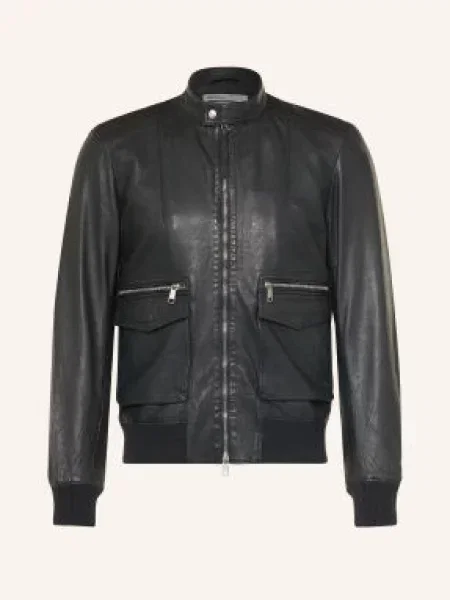 Allsaints Kožená Bunda Hiro černá