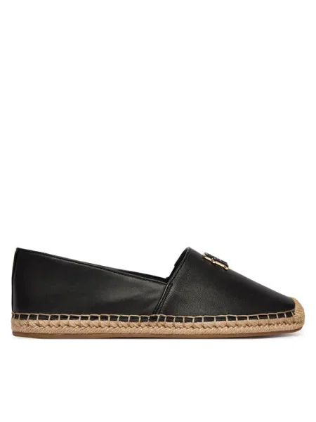 Espadrilky Tommy Hilfiger Th Logo Leather Espadrille čierna