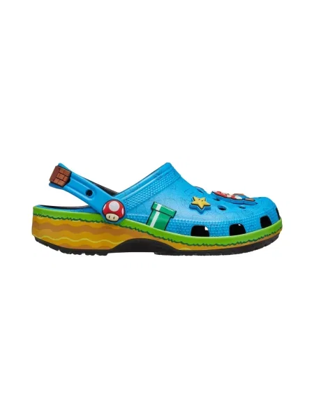Crocs Dreváky Super Mario azúrová / žltá / svetlozelená červená