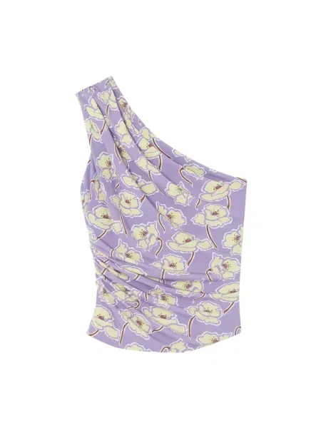 Top Versace na jednym ramieniu fioletowy