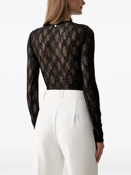 Body Twinset din dantelă negru