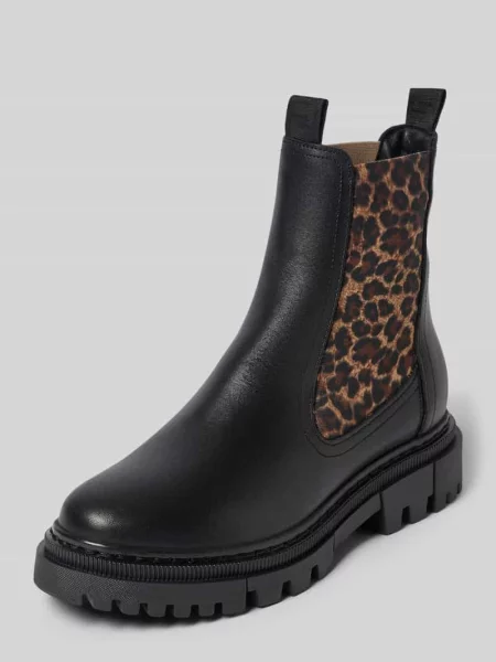 Buty chelsea z naturalnej skóry ze skóry bydlęcej Tamaris czarne