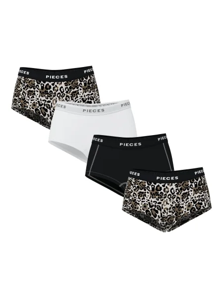 PIECES Chiloți bej deschis / ciocolatiu / negru alb