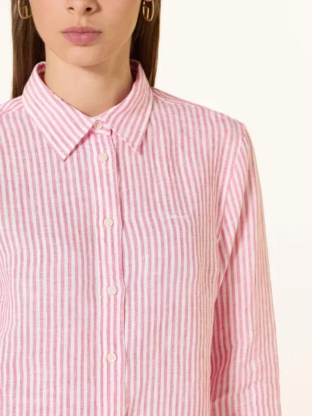 Gant Koszula Z Lnu pink biała