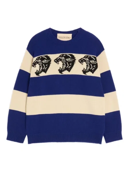 Žakárový svetr Valentino Garavani modrý