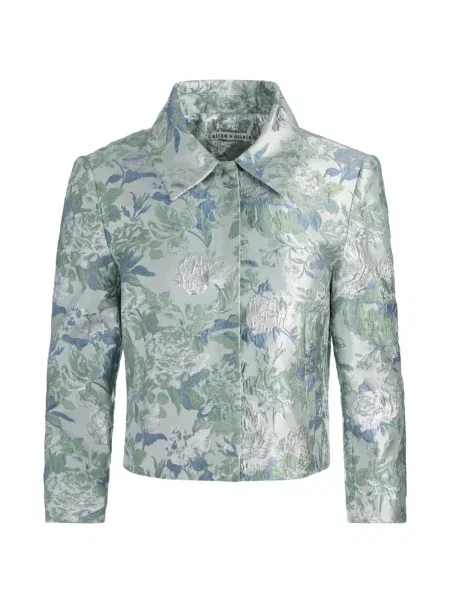 Geacă Alice + Olivia cu model floral din jacard verde