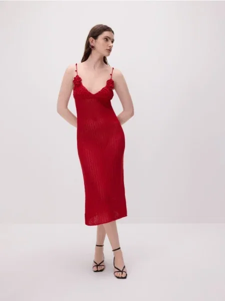 Reserved Трикотажна сукня-міді перцевий червоний