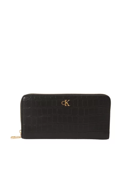 Portofel Calvin Klein Ck Croc Long Zip Around negru