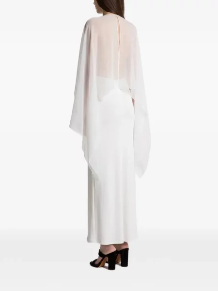 Прозрачна костюм макси макси рокля Alberta Ferretti бяло