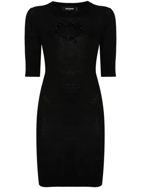 Mała sukienka mini Dsquared2 z kryształkami garniturowa czarna