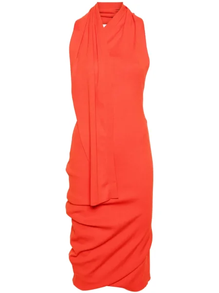 Rochie midi Fendi până la genunchi cu gât halter de costum portocaliu