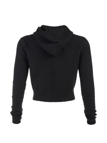 Плетен подрязан суичър с качулка Rick Owens черно