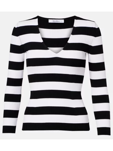 Pulover Max Mara cu dungi tricotate negru