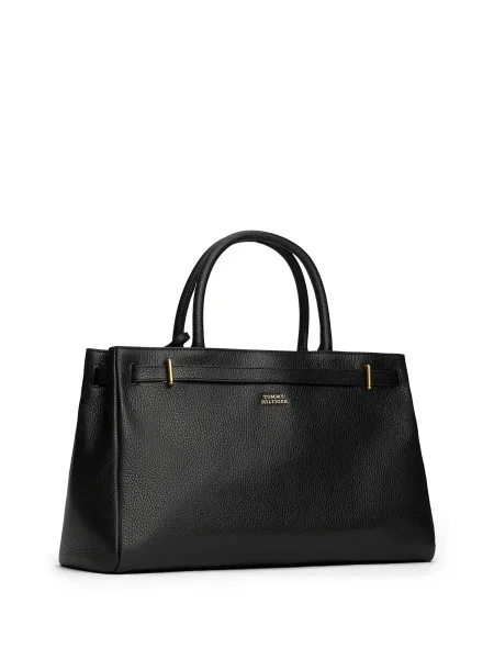 Geantă shopper Tommy Hilfiger din piele negru