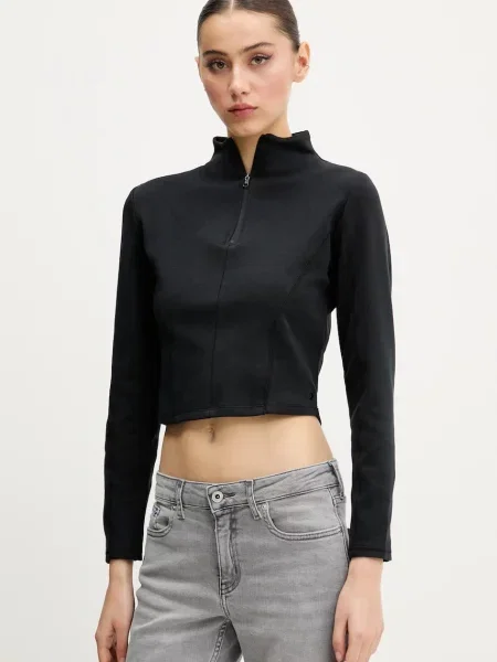 Majica z dolgimi rokavi Converse črna