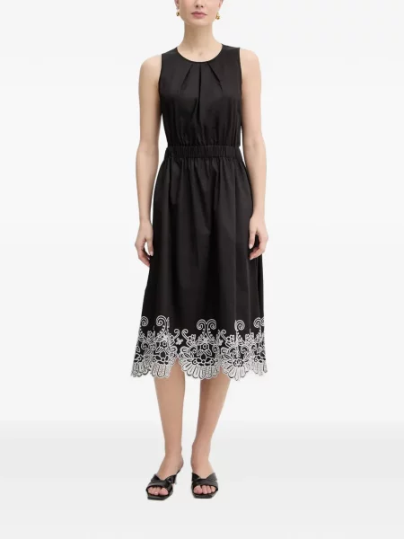 Rochie midi Fracomina cu broderie cu model floral negru
